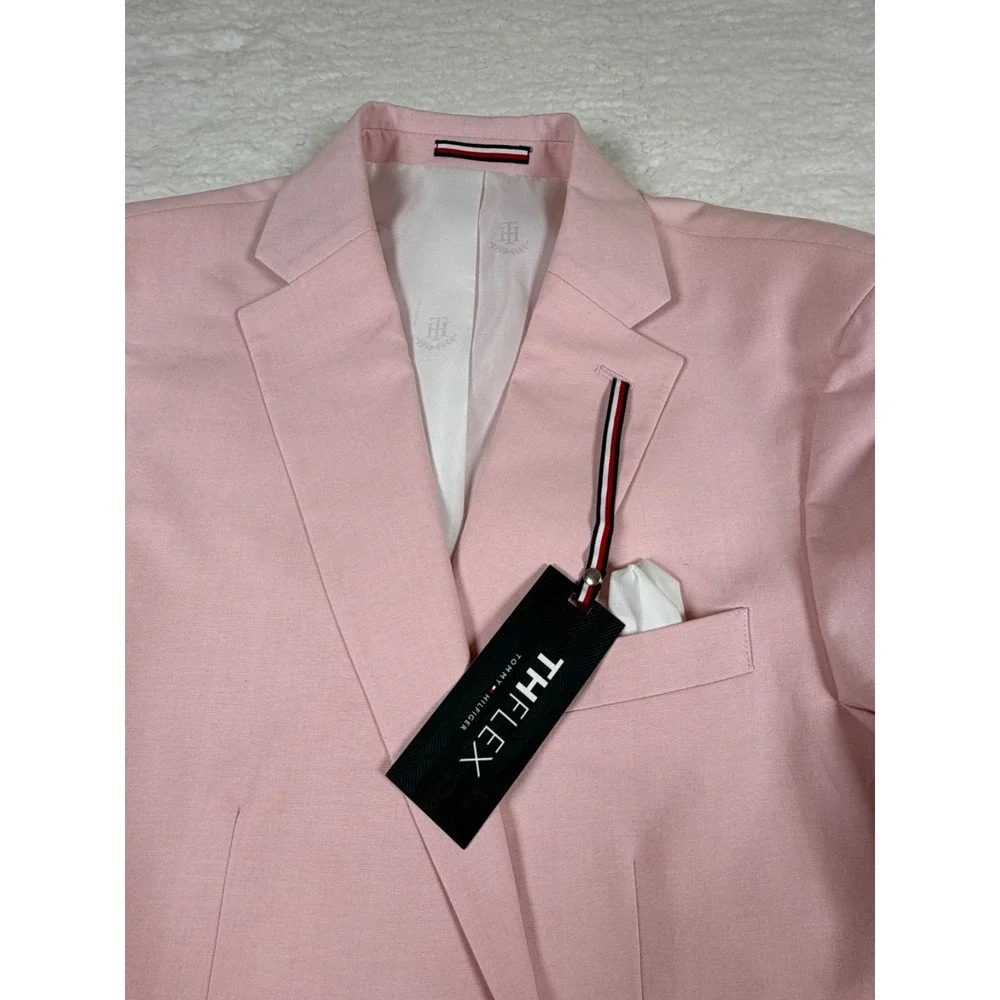 Tommy Hilfiger Mens Modern fit Sport Coat Blazer 40 L Pink Solid
